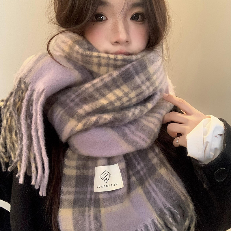 Winter Clothing Korea - Paarse geruite sjaal dames herfst en