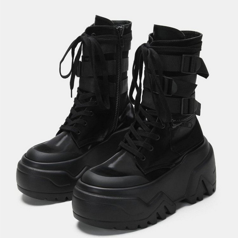 Winter Clothing Korea - Hot Fashion Vrouwen Chunky Platform Motorlaarzen
