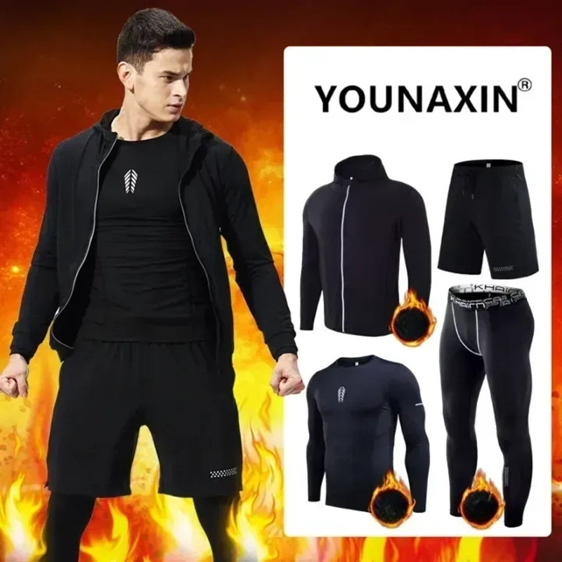 Winter Yoga Clothing - 4-delige fitnesskledingset voor heren Winter Thermisch