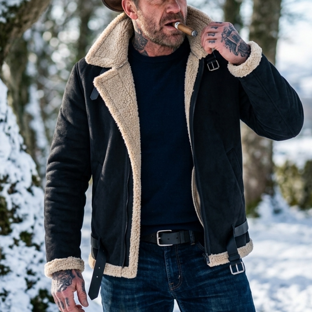 Winter Clothing Clearance - Heren winterjas van imitatiesuède, fleece gevoerd,