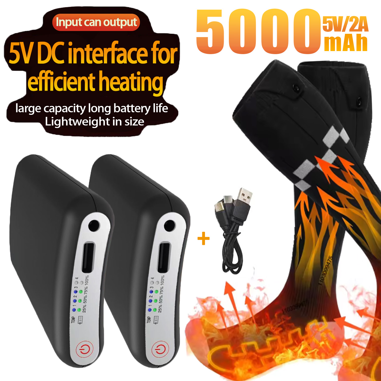 Heated Insole Rechargeable - Duurzame 5000mAh 5V batterij APP-besturing voor