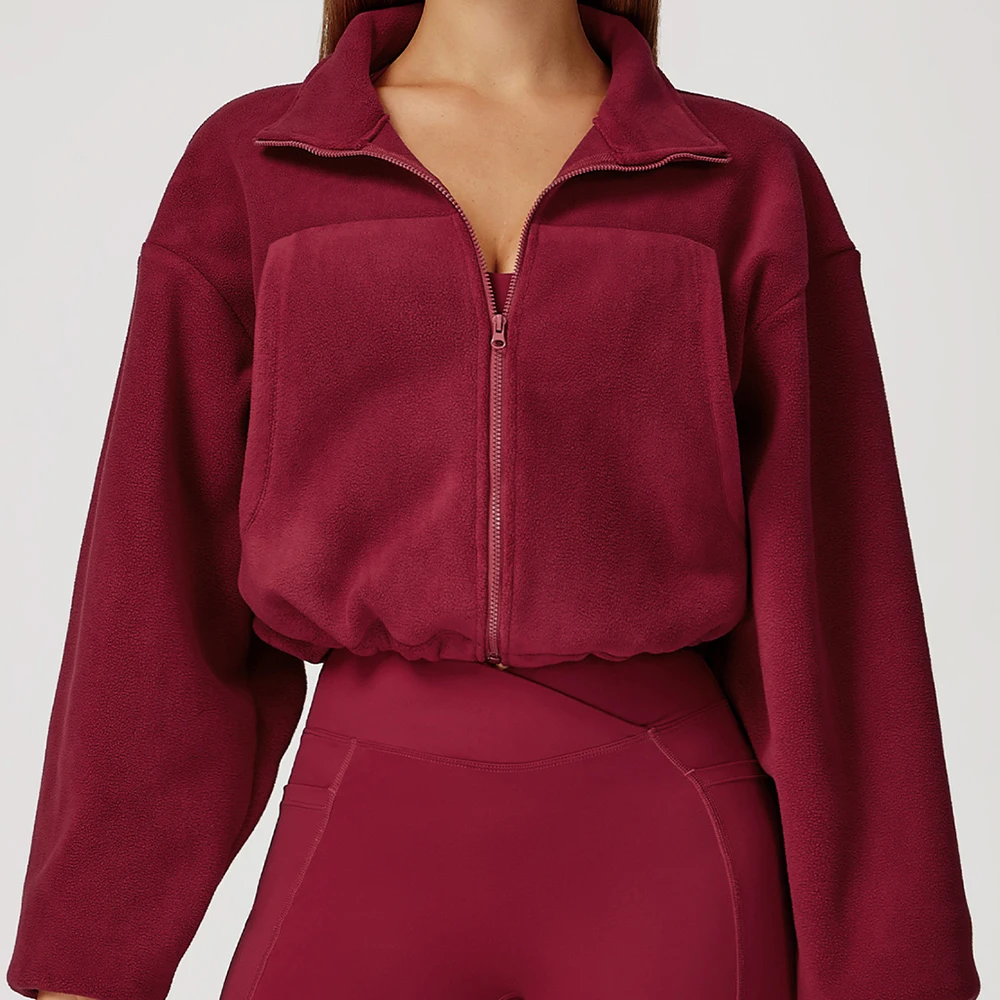 Winter Yoga Clothing - Winteryoga-jas Dames met lange mouwen Opstaande