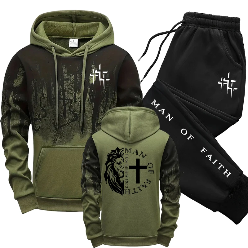 Winter Clothes - Man of Faith Pattern Herenset Sweatshirt