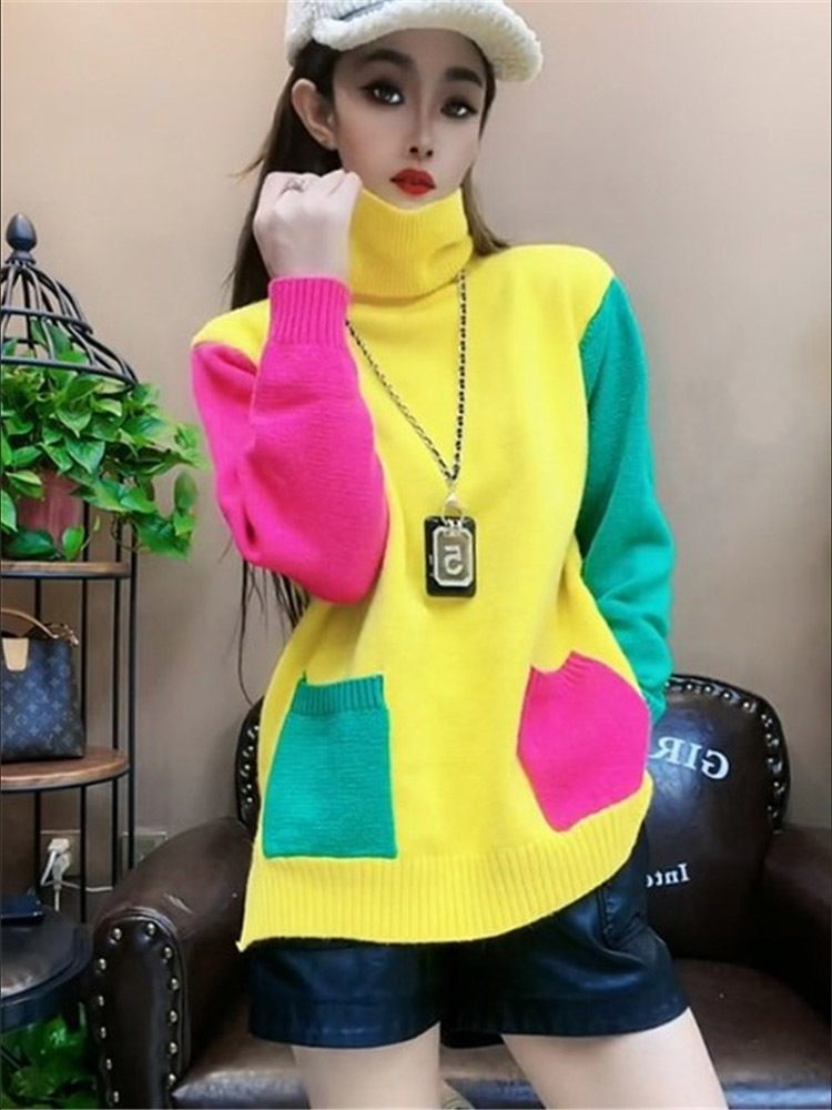 Casual kleuren patchwork gebre - Winter Clothing Colors recensie en prijs