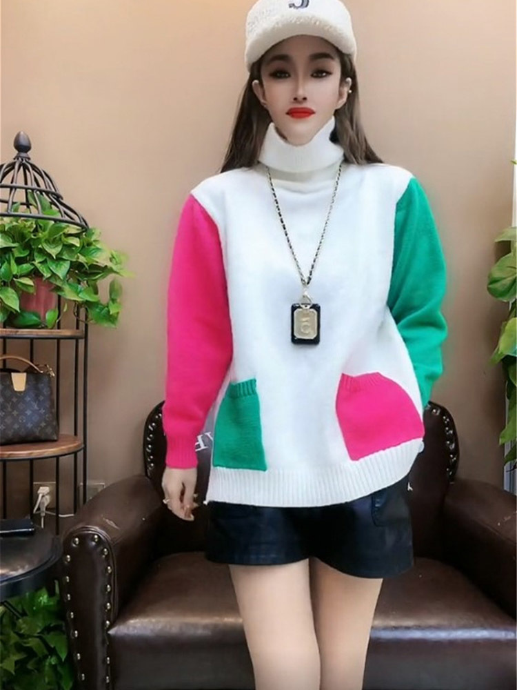 Casual kleuren patchwork gebre - Winter Clothing Colors recensie en prijs