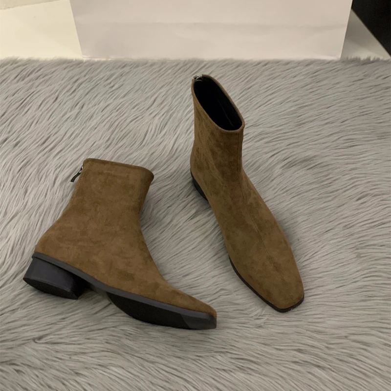 Perzikkleurige nude laars met  - Winter Clothing Korea recensie en prijs