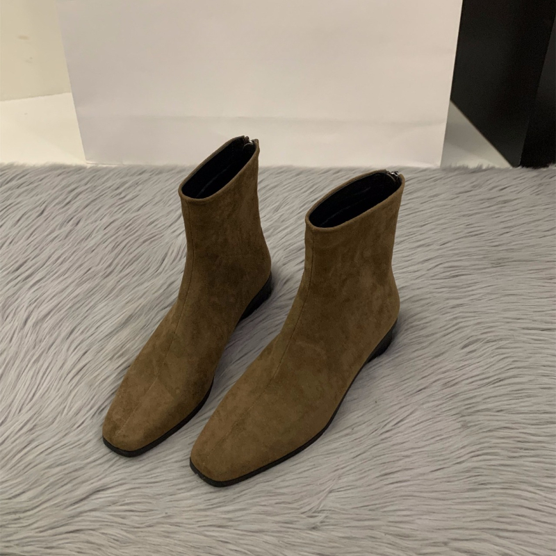 Perzikkleurige nude laars met  - Winter Clothing Korea recensie en prijs